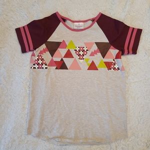 Hanna Andersson♡ Floral triangle print stripe tee